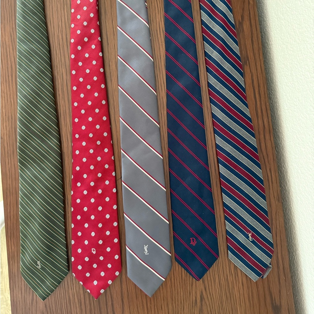 Designer Tie Lot YSL and Christian Dior 3.5”